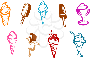 Ice cream snacks set isolated on white background