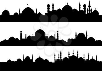 Muslim cityscapes isolated on white background for religious design