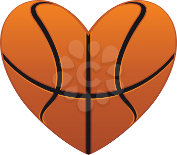 Realistic basketball heart isolated on white background for sports design