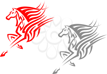 Horse mascots in tribal style for tattoo or emblem design