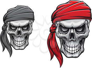 Danger pirate skull in bandane for tattoo or t-shirt design