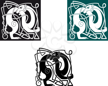 Celtic dogs with ornament and decorative elements
