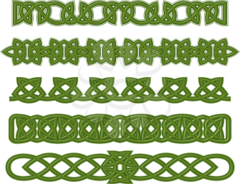 Green celtic ethnic ornaments and traceries for design