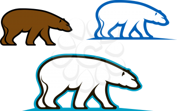 Wild bears emblems and silhouettes for mascot design