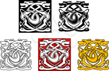 Dogs ornamental pattern in celtic style for tattoo or another design