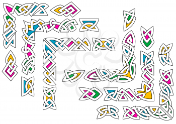 Celtic ornament patterns set with colorful elements for design