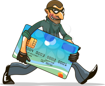 Hacker or thief stealing credit card for internet security and banking concept design