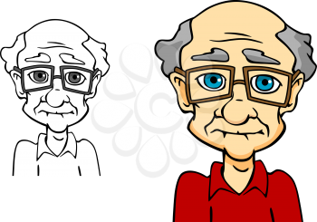 Aged senior man. Portrait of elder people in cartoon style