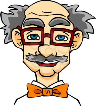 Elderly man in eyeglasses. Senior in cartoon style