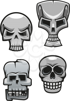 Set of monster skull mascots for tattoo or halloween design