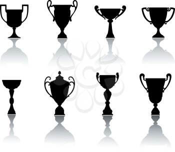 Sport cups and awards set for achievement or success concept design