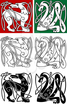 Abstract animals in celtic style for religion or tattoo design