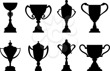 Sport trophies and awards isolated on white background