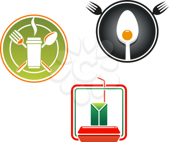 Fast food emblems and symbols for restaurant or junk food concept design