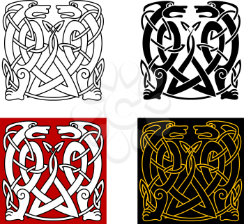 Ancient celtic ornament with wild animals for any retro design