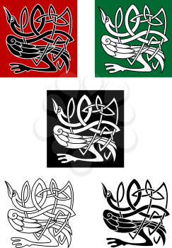 Celtic ornament with heron bird for tattoo or decorative design elements