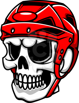 Skull in hockey helmet for sport team mascot design