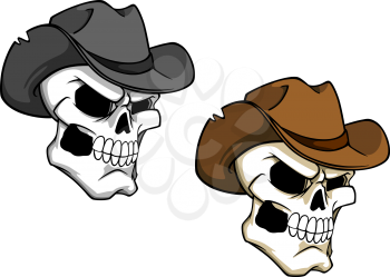 Cowboy skull in brown hat for tattoo or mascot