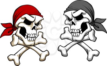 Danger pirate skull in cartoon style. For mascot or tattoo design