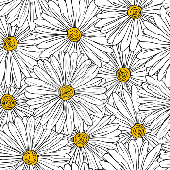 Seamless floral background with camomiles for design