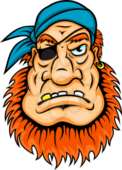 Pirate with red beard in cartoon style for mascot design