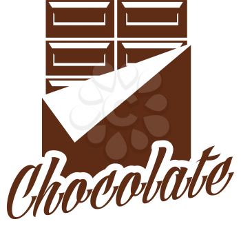 Chocolate bar candy comfit in wrapper icon, Vector chocolate product label design template for hand made choco sweets, patisserie or confectionery company and desserts packaging