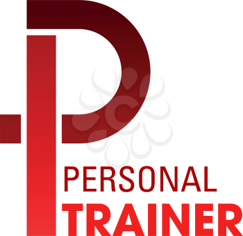 Personal trainer creative emblem. Fitness trainer in gym concept. Sport and healthy lifestyle concept. Vector sign for physical training team or personal bodybuilding trainer