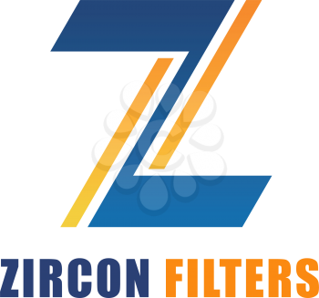 Zircon filters vector sign. Special filters for led lights. Creative badge for led light company, business branding. Professional photo and video equipment concept. Emblem isolated on white background