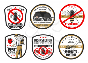 Pest and mosquito control, deratization and disinsection. Vector exterminator in uniform with cold fogger spraying herbicides pesticides, fighting with insects, rodent and bugs. Moles and cockroach