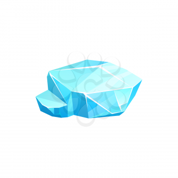 Crystal ice icon or iceberg, frozen cube of glass or snow, vector blue cold frost rock. Frozen water block or winter gem, isolated cartoon icicle, or arctic ice crystal stone and glacier piece