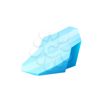 Ice crystal, blue iced glacier or floe, vector iceberg, cap snowdrift winter element for gui and ui game. Isolated cartoon turquoise frozen ice block or glass with sloping shiny surface