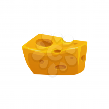 Emmental Swiss cheese cut piece isolated dairy food realistic icon. Vector dietary food, mediterranean cuisine dish. Emmentaler or Emmenthal with holes, Italian and French traditional food, appetizer
