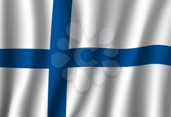 Finland flag 3d vector with blue Nordic cross on white field. Finnish official national banner of European and Scandinavian country with waving fabric pattern. Travel, history and patriotism themes