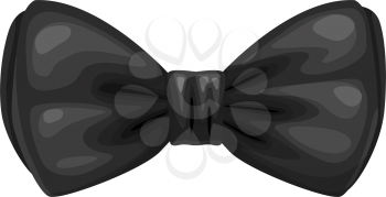 Black bow-tie isolated. Vector ribbon bow, bowtie or satin butterfly, male cloth accessory
