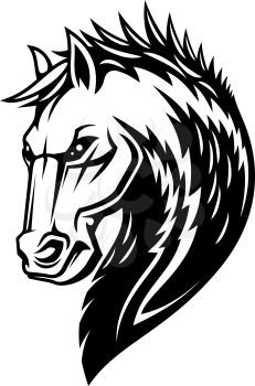 Heraldic horse head and mane icon. Vector royal equine heraldry symbol of Pegasus stallion horse
