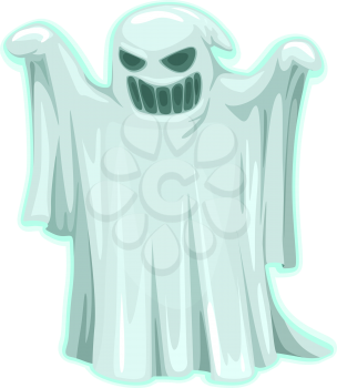 Ghost icon, evil spirit isolated vector. Halloween costume, trick or treat