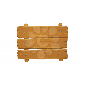 Nailed boards on wooden signboard isolated realistic announcement desk. Vector wood plaque, empty timber panel plank, rustic guidepost road banner. Cartoon signpost, information and messages board