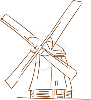 Old windmill for travel concept ot agriculture industry design