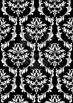 Damask seamless pattern with decorative floral elements