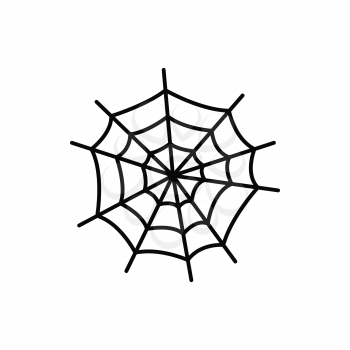 Spider net, Halloween holiday symbol cobweb isolated thin line icon. Vector tissue spiders web, round tangled net for arachnid and bugs. Spooky trap for insects, spiderweb, autumn party decor