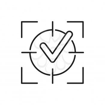 Done tip in aim goal target isolated outline icon. Vector leadership and management, business success and achievement top point. Victory and career, business improvement, correctness done sign