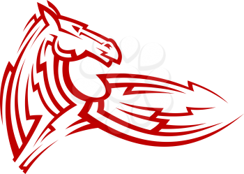 Red tribal mustang horse for mascot, tattoo or equestrian sports design