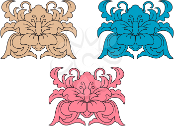 Decorative retro floral element for pattern or embellishment design