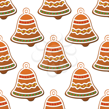 Christmas gingerbread bell seamless background for holiday design