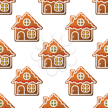 Gingerbread houses and homes seamless pattern for christmas design