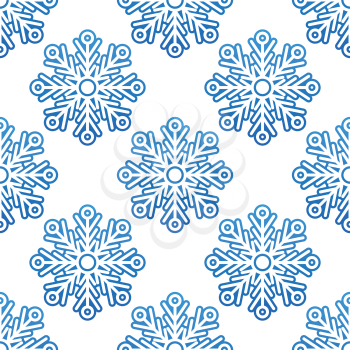 Winter semless pattern with blue snowflakes for christmas design