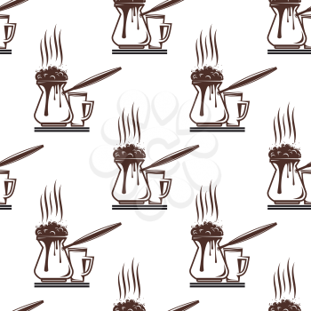 Coffee seamless pattern with saucers for fast food design