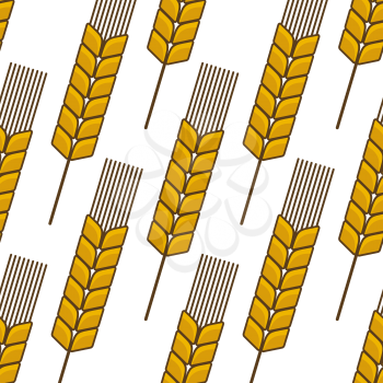 Seamless background pattern of a ripe golden ear of wheat in a repeat motif in square format for agriculture industry design