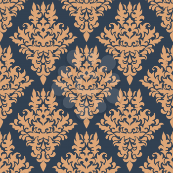 Retro dainty seamless pattern with damask floral motifs for wallpaper design