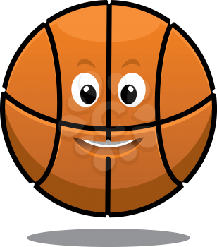 Cartoon bouncing happy brown basketball ballwith a cute smile and shadow below